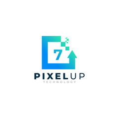 Number 7 with Arrow Pixel Logo Design Inspiration