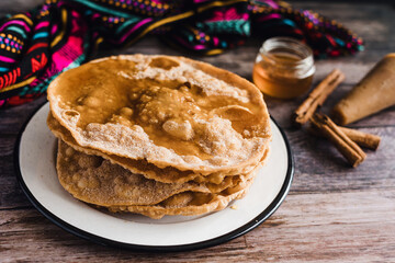 mexican buñuelos recipe and ingredients of traditional dessert for Christmas in Mexico