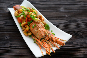 Stir Fried  lobster with cashew nuts and pineapple