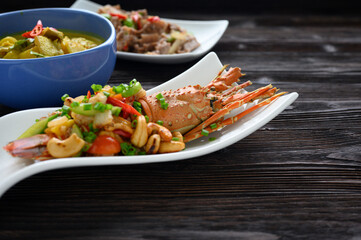 Stir Fried  lobster with cashew nuts and pineapple