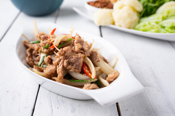 Stir Fried Pork With Vegetables In Asian Style