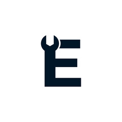 Initial Letter E Wrench Logo Design Inspiration