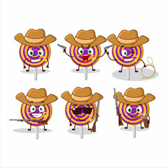 Cool cowboy spiral sweet candy cartoon character with a cute hat