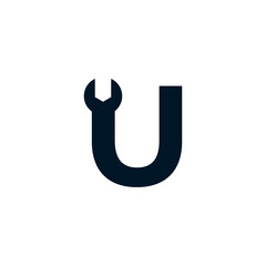 Initial Letter U Wrench Logo Design Inspiration
