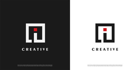 Letter I logo icon rectangle design template elements