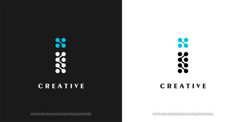 Letter I logo icon tech design template elements
