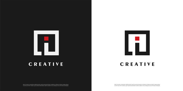 Letter I logo icon rectangle design template elements