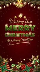 Red Maroon Green Christmas New Year Sale Discount Promotion Social Media Story