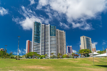 Fototapeta na wymiar Fortaleza, Ceara, Brazil - Circa November 2021: a view of Coco Park. The biggest urban park in Latin America. Fortaleza, northeastern Brazil