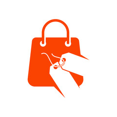 shopping bag and price logo icon design vector