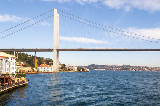 Day shot of Bosporus Bridge from the seaa, Ortakoy, Istanbul, Turkey