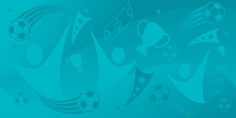 Fototapeta na wymiar Football Pattern Background, Vector illustration in flat style. football cup, stylish background gradient, vector illustration.