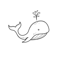 Whale Line Art Design for Coloring Book