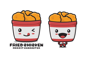 mascot illustration of fried chicken in a bucket