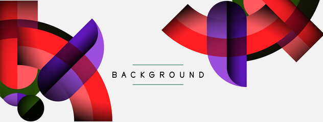 Geometric abstract background. Round shapes, circles, lines composition for wallpaper banner background or landing page