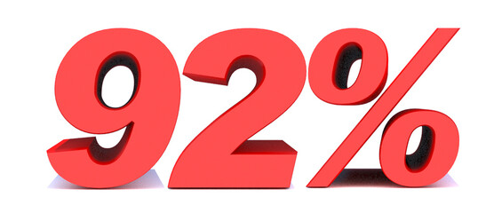 92 Percent off 3d Sign on White Background, Special Offer 92% Discount Tag, Sale Up to 92 Percent Off,big offer, Sale, Special Offer Label, Sticker, Tag, Banner, Advertising, offer Icon