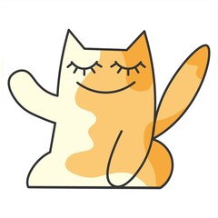 Cute ginger cat icon. Scribble. A minimalistic tricolor kitten waving his paw. Isolated flat vector illustrations. Linear art of abstract cats for design of clothes, bags, glass, book covers, murals.