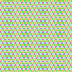 Pattern of colored honeycombs in delicate pastel colors on a milky background. Applicable in children's clothing, bed linen, textiles