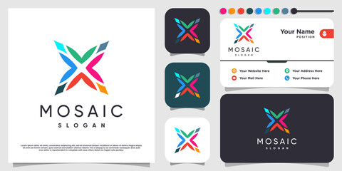 Mosaic logo with modern abstract element Premium Vector