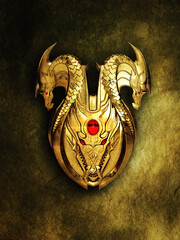 Dragon metal golden shield