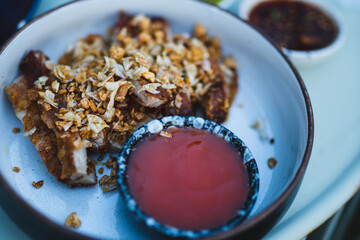 Fried pork on plate