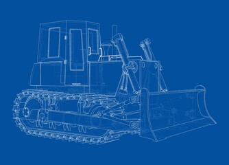 Earth mover, bulldozer. Vector rendering of 3d © cherezoff