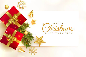 Fototapeta na wymiar realistic merry christmas and new year greeting design