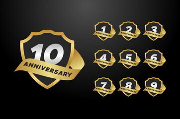 Anniversary Badge Gradient Set Number Background For Celebration