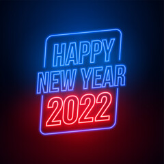 neon style happy new year 2022 glowing background