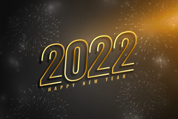 2022 happy new year golden shiny background design