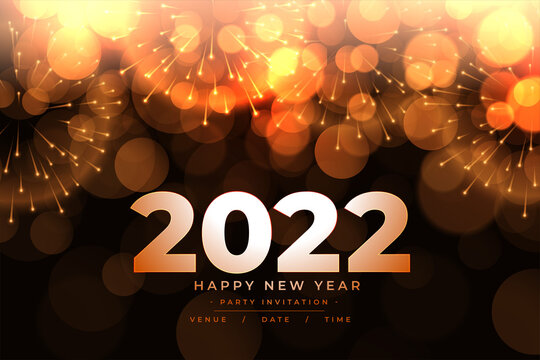 2022 happy new year sparkling bokeh background design