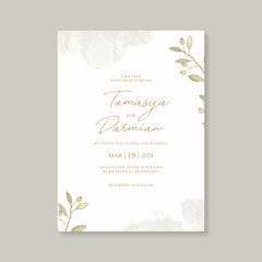 Beautiful wedding card template with watercolor painting