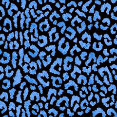 Seamless blue leopard skin pattern. Metallic leopard skin print, texture, background. Vector illustration