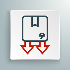 Line Cardboard box with traffic symbol icon isolated on white background. Box, package, parcel sign. Delivery, transportation and shipping. Colorful outline concept. Vector