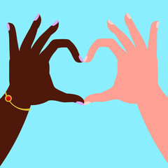 Two hands show a heart. Valentine's Day 