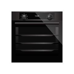 Vector illustration of realistic electric oven with transparent glass door on a plain backgrounds