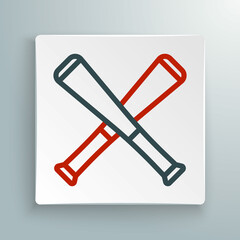 Line Crossed baseball bat icon isolated on white background. Colorful outline concept. Vector