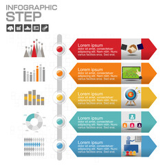 Timeline Infographic chart with many color. Vector design template.