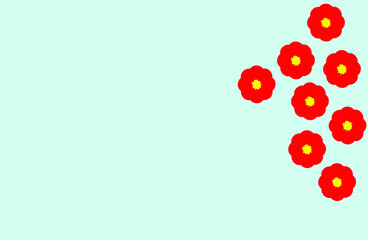 Camellia flower petals on ice blue background.