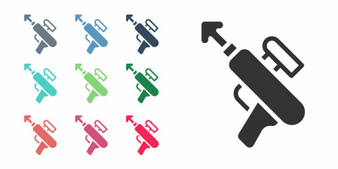 Black Fishing harpoon icon isolated on white background. Fishery manufacturers for catching fish under water. Diving underwater equipment. Set icons colorful. Vector