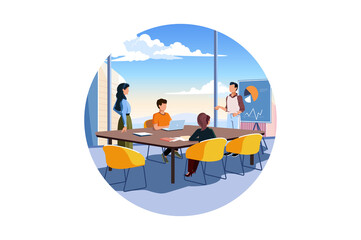 Important office meeting with discussion