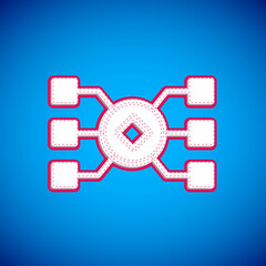 White Neural network icon isolated on blue background. Artificial intelligence AI. Vector