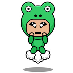 Vector cartoon character Mascot Costume amphibious animal cute frog fart