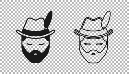 Black Man dressed for German Oktoberfest icon isolated on transparent background. Vector