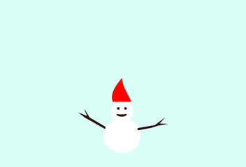 Snowman with red hat.