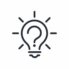 The answer to the question. Creative decision. Vector linear icon isolated on white background.
