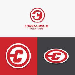 c initial circle logo template vector