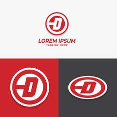 d initial circle logo template vector
