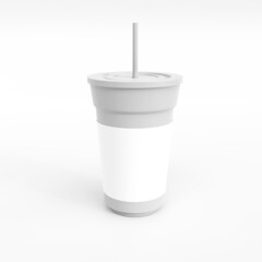 Disposable cup mockup. Template for mock up your design. 3d illustration