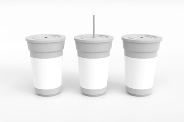 Disposable cup mockup. Template for mock up your design. 3d illustration